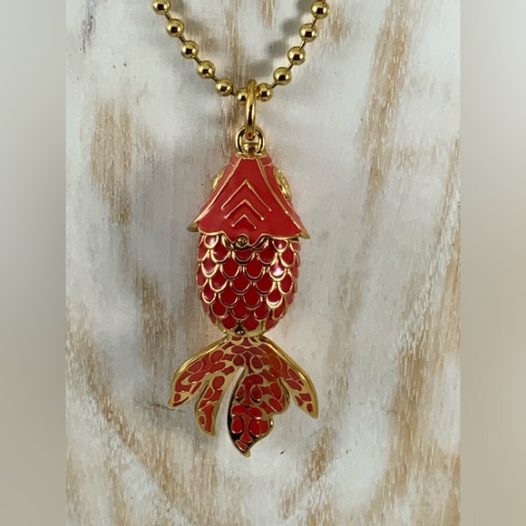 NWOT🌟COACH Koi Fish Pendant Necklace VERY RARE Coral - Picture 5 of 11